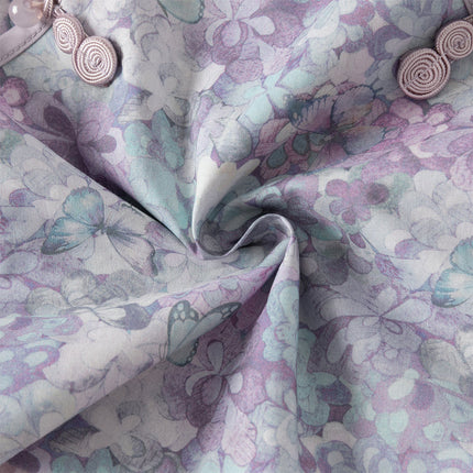 Toddler Girls Purple Floral Chinese Style Noble Mesh A-line Dress