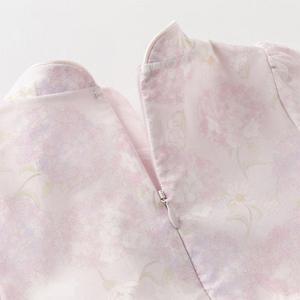 Toddler Girls Hydrangea Print Mesh Chinese Style A-line Princess Dress