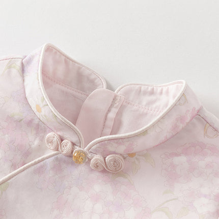 Toddler Girls Hydrangea Print Mesh Chinese Style A-line Princess Dress