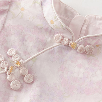 Toddler Girls Hydrangea Print Mesh Chinese Style A-line Princess Dress