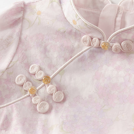 Toddler Girls Hydrangea Print Mesh Chinese Style A-line Princess Dress