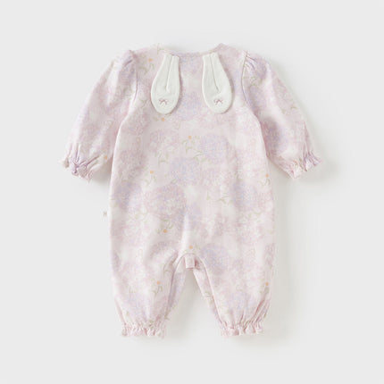 Baby Girls Cotton Hydrangea Print One-piece Crawling Suit Romper