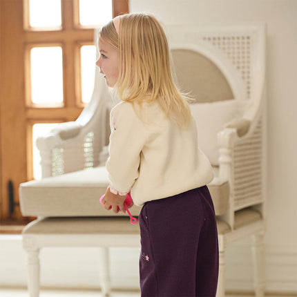 Toddler Girls Cotton Beige Rabbit Jacquard Sweater Cardigans