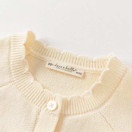 Toddler Girls Cotton Beige Rabbit Jacquard Sweater Cardigans