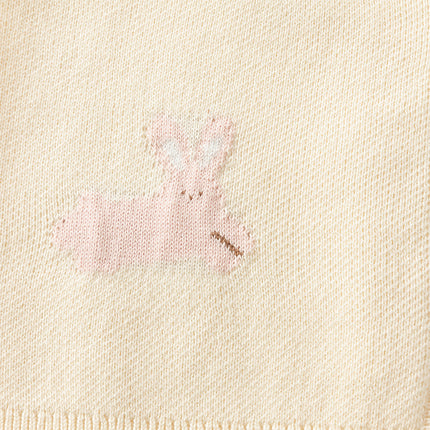 Toddler Girls Cotton Beige Rabbit Jacquard Sweater Cardigans