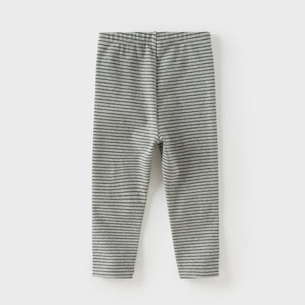 Toddler Girls Grey Striped Cotton Cute Leggings Pants