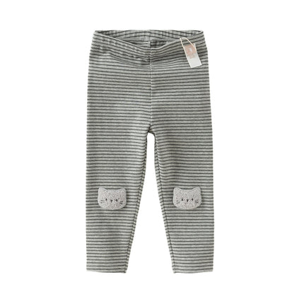 Toddler Girls Grey Striped Cotton Cute Leggings Pants