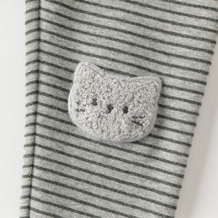 Toddler Girls Grey Striped Cotton Cute Leggings Pants
