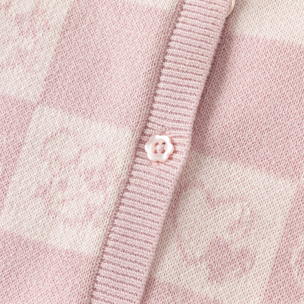 Toddler Girls Sweet Cotton Pink White Plaid Knit Cardigans