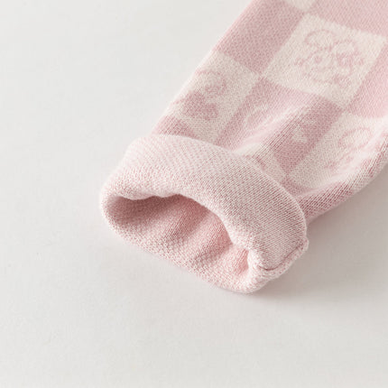 Toddler Girls Sweet Cotton Pink White Plaid Knit Cardigans