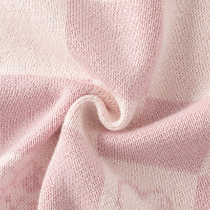 Toddler Girls Sweet Cotton Pink White Plaid Knit Cardigans