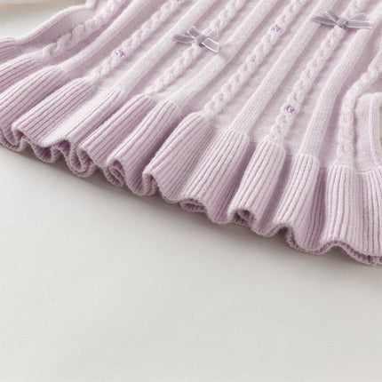 Toddler Girls Elegant Purple Lace Collar Sweater Tops