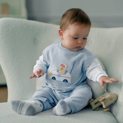 Baby Boys Soft Indoor Cotton Blue One-Pieces Rompers