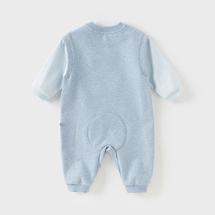 Baby Boys Soft Indoor Cotton Blue One-Pieces Rompers