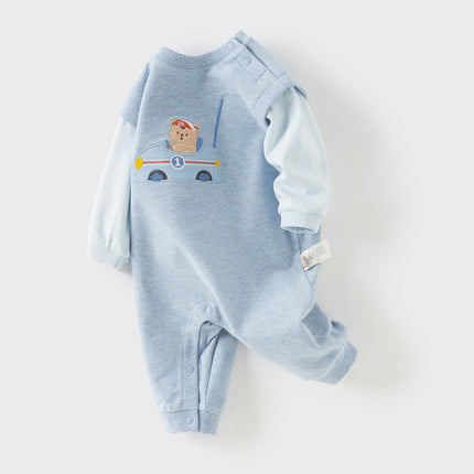 Baby Boys Soft Indoor Cotton Blue One-Pieces Rompers