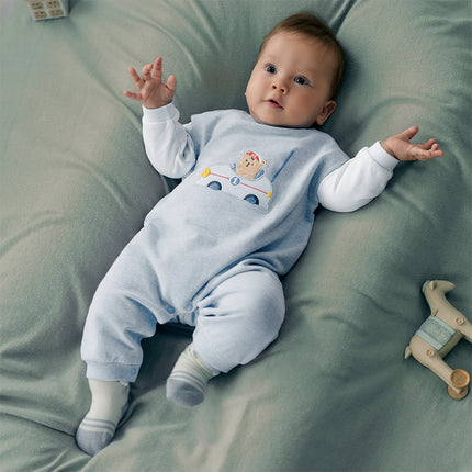 Baby Boys Soft Indoor Cotton Blue One-Pieces Rompers