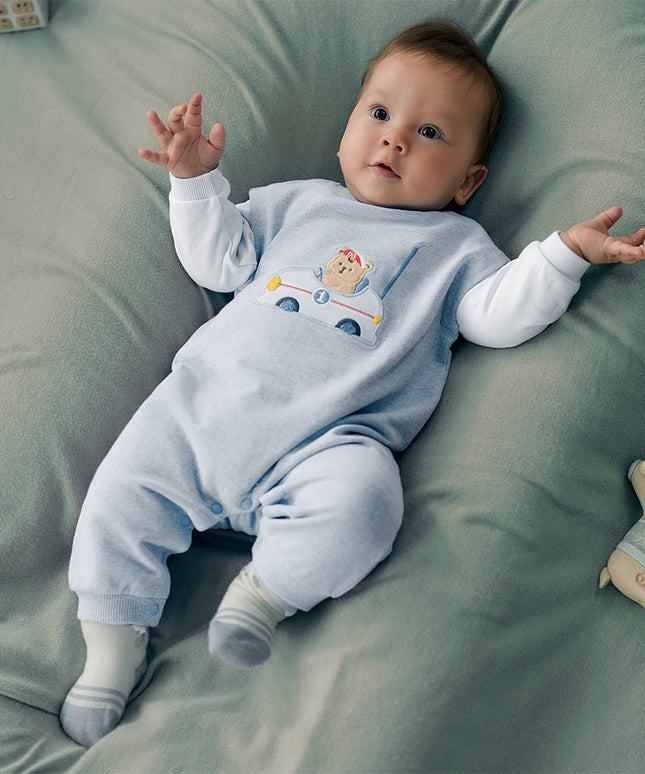 Baby Boys Soft Indoor Cotton Blue One-Pieces Rompers