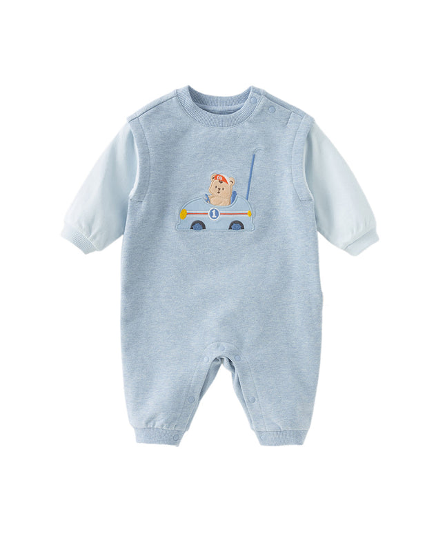 Baby Boys Soft Indoor Cotton Blue One-Pieces Rompers