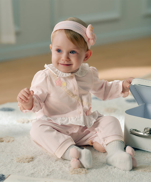 Baby Girls Cotton Light Pink Sweet Romper