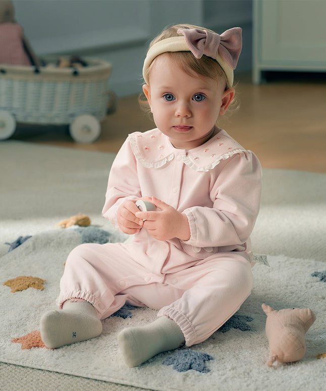 Baby Girls Sweet Cotton Light Pink Bodysuits Romper Crawling Suit