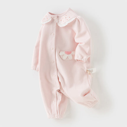 Baby Girls Sweet Cotton Light Pink Bodysuits Romper Crawling Suit