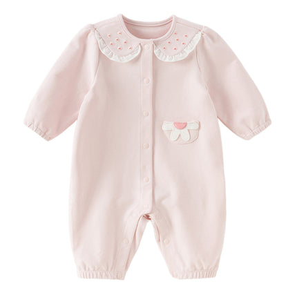 Baby Girls Sweet Cotton Light Pink Bodysuits Romper Crawling Suit