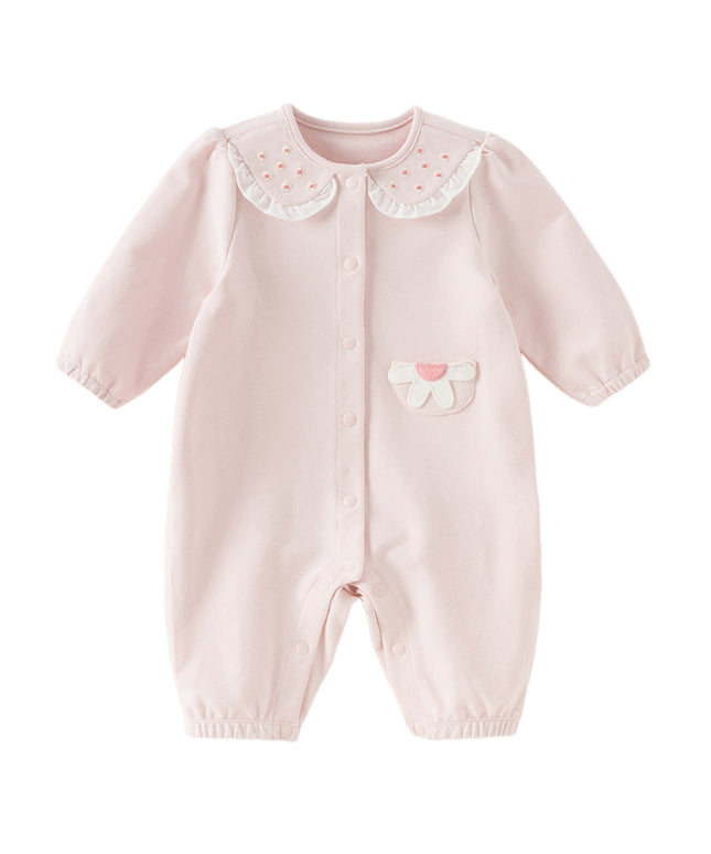 Baby Girls Sweet Cotton Light Pink Bodysuits Romper Crawling Suit
