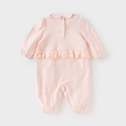 Baby Girls Ligt Pink Cotton Comfortable One-Pieces Romper