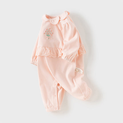 Baby Girls Ligt Pink Cotton Comfortable One-Pieces Romper