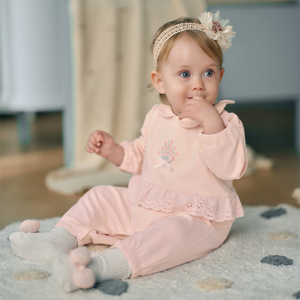 Baby Girls Ligt Pink Cotton Comfortable One-Pieces Romper