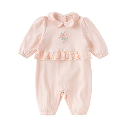 Baby Girls Ligt Pink Cotton Comfortable One-Pieces Romper