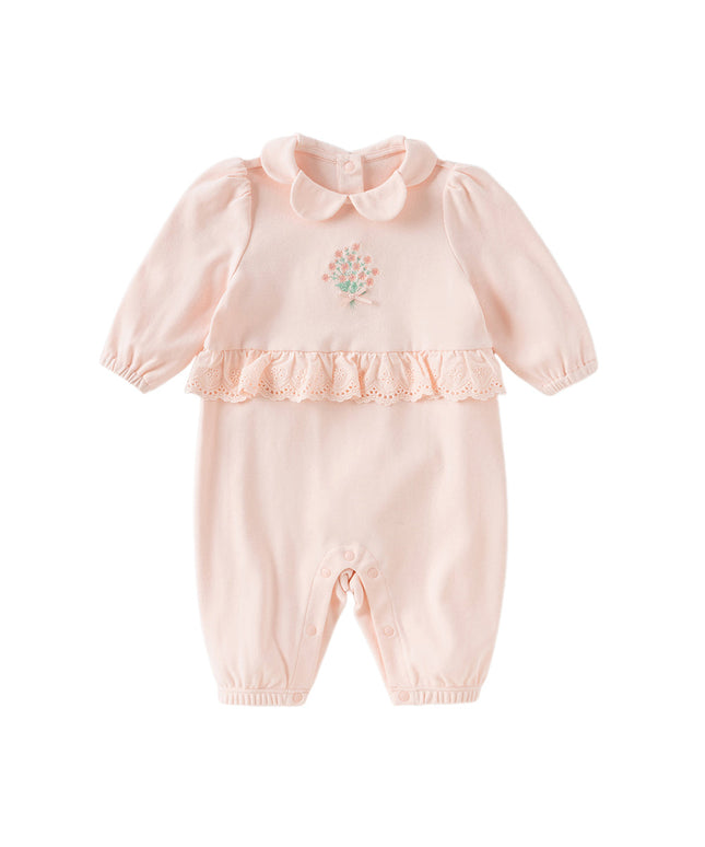 Baby Girls Ligt Pink Cotton Comfortable One-Pieces Romper
