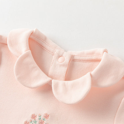 Baby Girls Ligt Pink Cotton Comfortable One-Pieces Romper