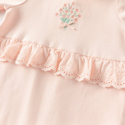Baby Girls Ligt Pink Cotton Comfortable One-Pieces Romper