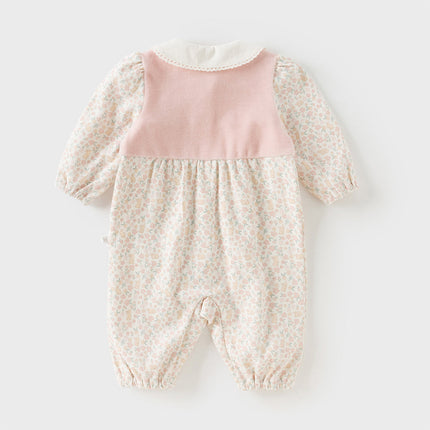Newborn Girls Pink Floral Baby One-Pieces Romper