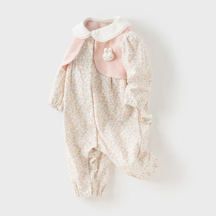 Newborn Girls Pink Floral Baby One-Pieces Romper