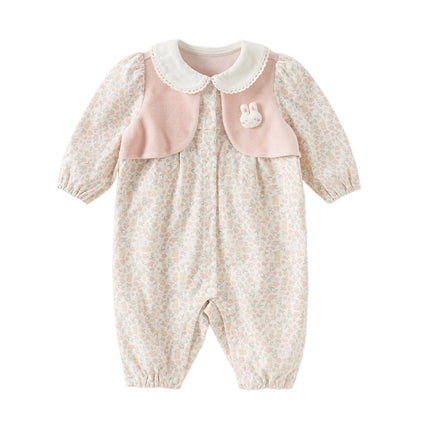 Newborn Girls Pink Floral Baby One-Pieces Romper