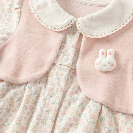 Newborn Girls Pink Floral Baby One-Pieces Romper