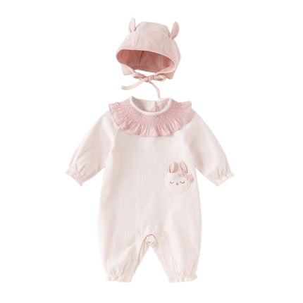 Baby Girls Cotton Pink One-pieces Romper