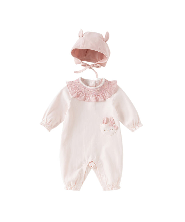 Baby Girls Cotton Pink One-pieces Romper
