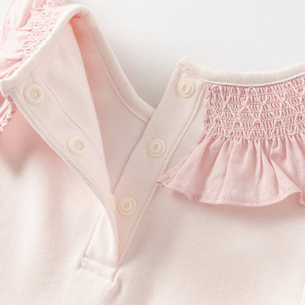 Baby Girls Cotton Pink One-pieces Romper