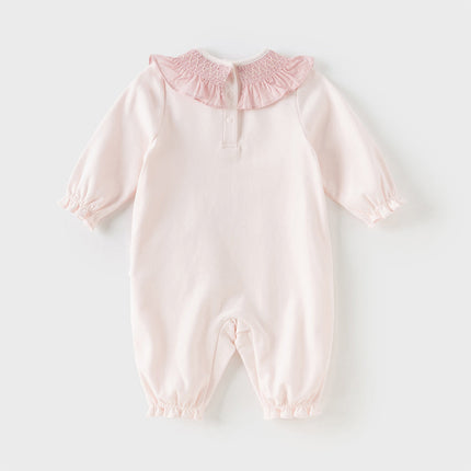 Baby Girls Cotton Pink One-pieces Romper
