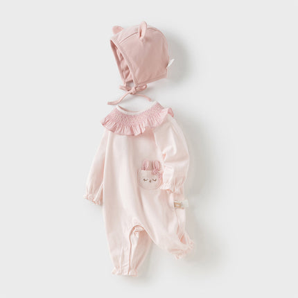 Baby Girls Cotton Pink One-pieces Romper