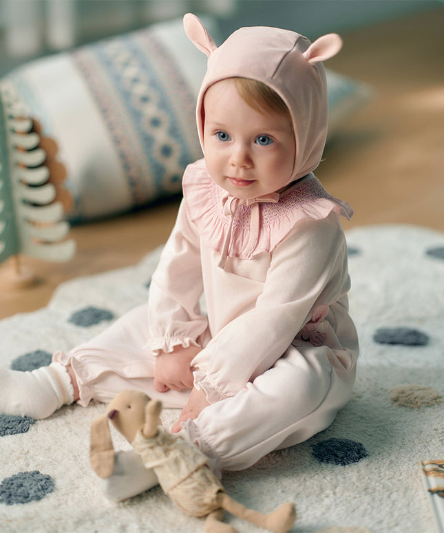 Baby Girls Cotton Pink One-pieces Romper