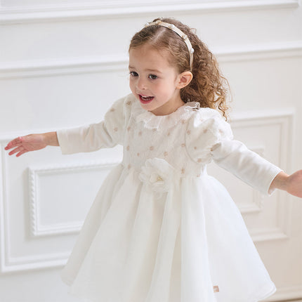 Toddler Girls Beige Organza Mesh Princess Wide-skirted Dress