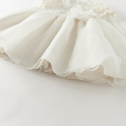 Toddler Girls Beige Organza Mesh Princess Wide-skirted Dress