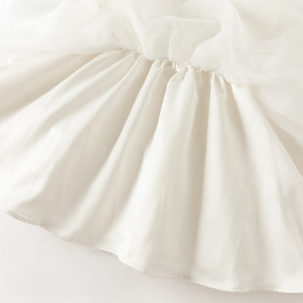 Toddler Girls Beige Organza Mesh Princess Wide-skirted Dress