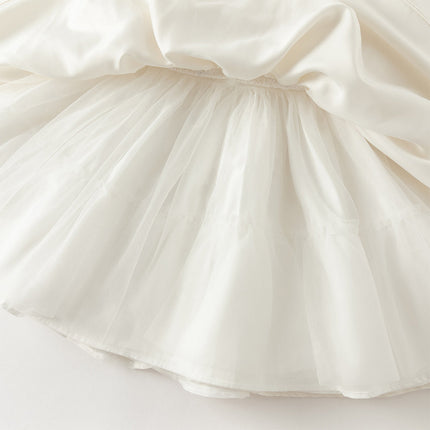Toddler Girls Beige Organza Mesh Princess Wide-skirted Dress
