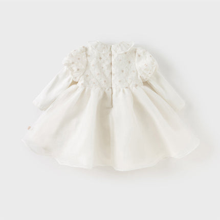 Toddler Girls Beige Organza Mesh Princess Wide-skirted Dress
