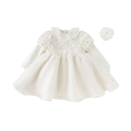 Toddler Girls Beige Organza Mesh Princess Wide-skirted Dress